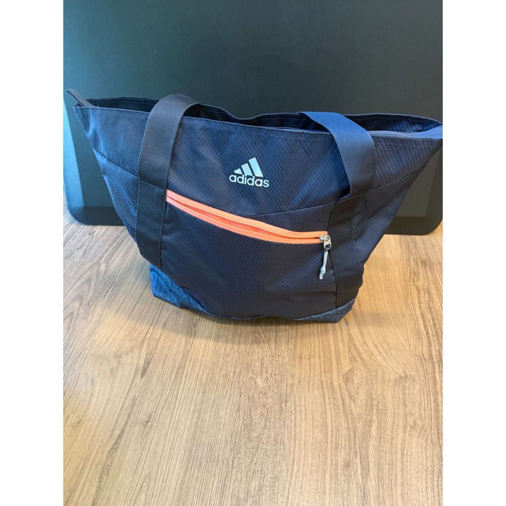Adidas Navy Blue Ripstop Tote Bag Iridescent Logo Gym Travel Shoulder Bag